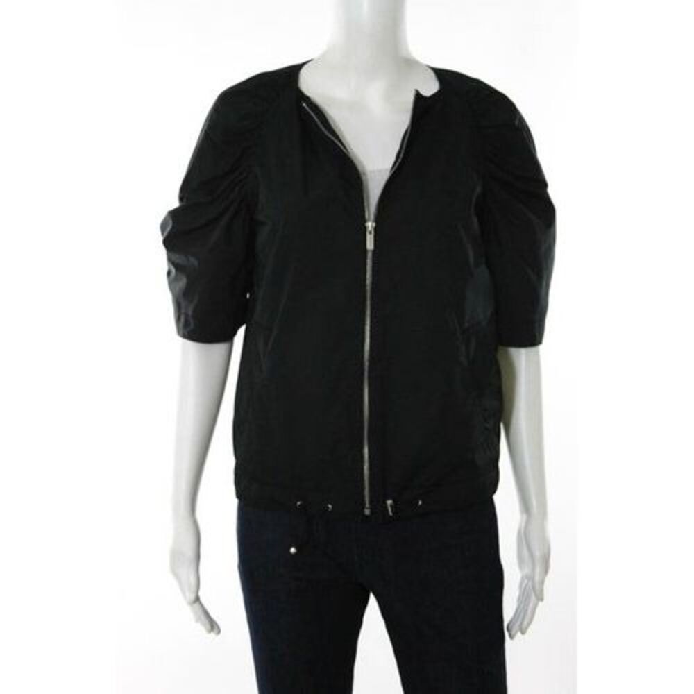 BCBGMaxazria Black 3/4 Sleeve Crew Neck Zipper Front Jacket Size S